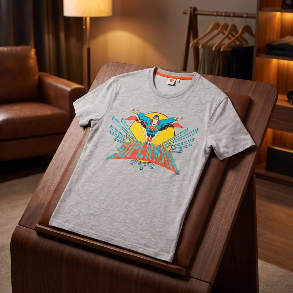 DC Comics Superman Herren kurzarm T-Shirt Shirt Grau S-XXL - WS-Trend.de