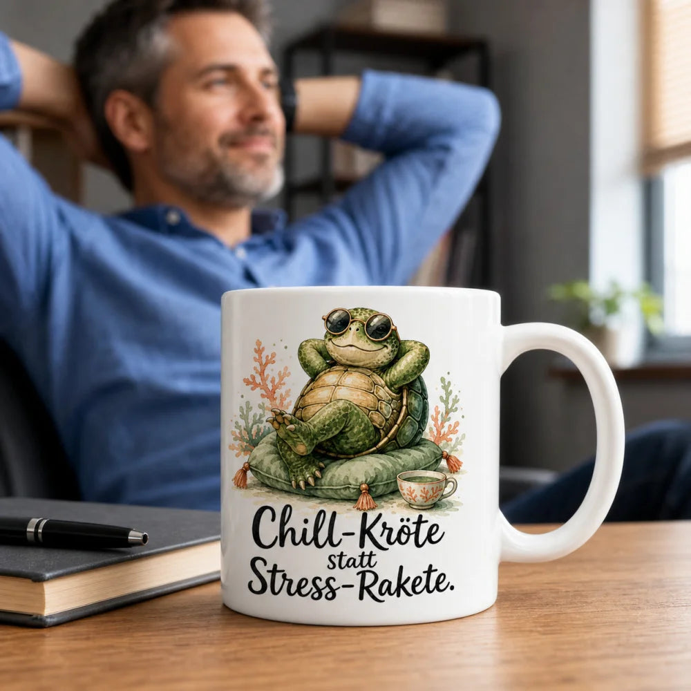 Chill-Kröte Kaffeetasse - Geschenkidee mit Spruch - aus Keramik 330 ml - WS-Trend.de