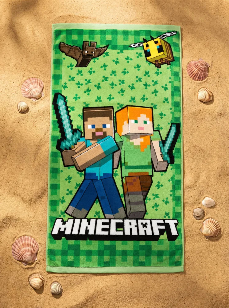 MInecraft Gamer Steve Alex Creeper Mikrofaser Badetuch Strandtuch XL 70x140 cm - WS-Trend.de