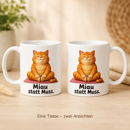 Yoga-Katze Kaffeetasse - Geschenkidee mit Spruch - beidseitig bedruckt - WS-Trend.de