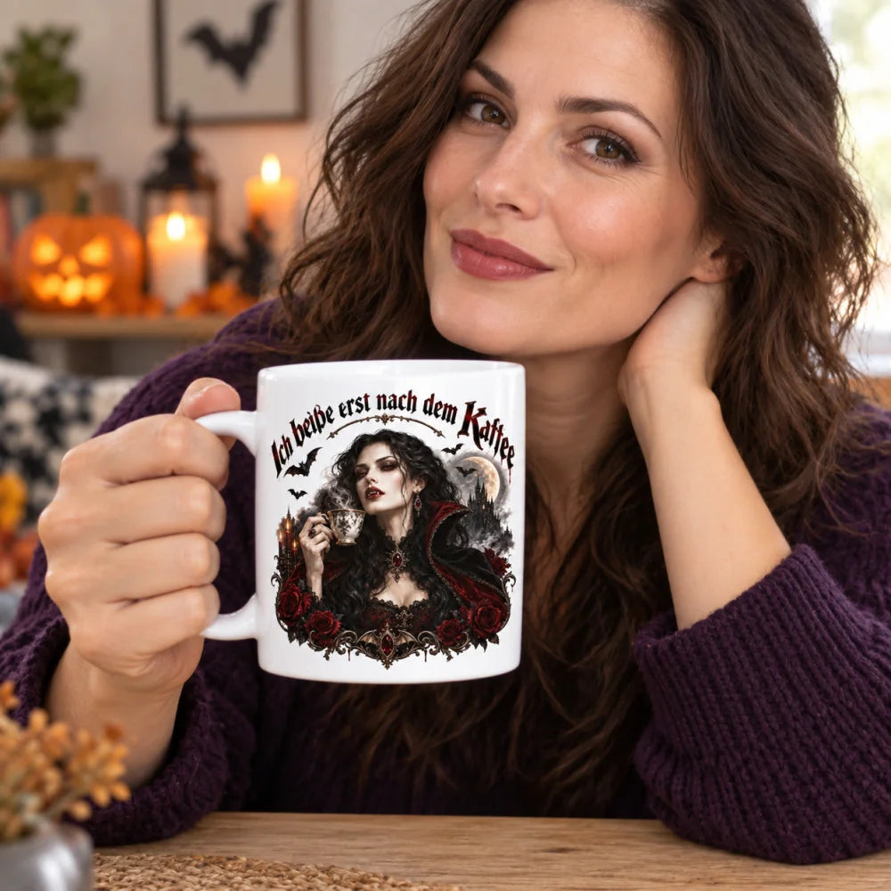 WS-Trend Vampirkaffee Horror Tasse Keramik 330 ml mit Motiv und Spruch - WS-Trend.de