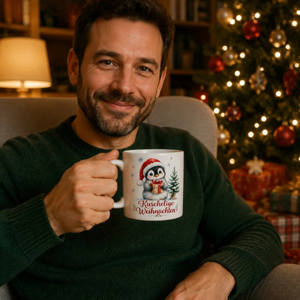 Pinguin Weihnachtstasse - Geschenk zu Weihnachten - aus Keramik 330 ml - WS-Trend.de