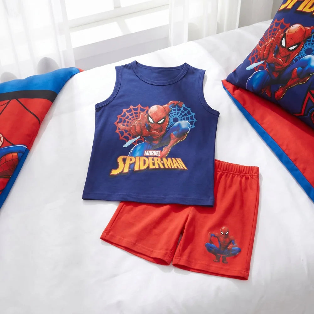 Marvel Spiderman Kinder kurz Pyjama Schlafanzug Shirt Shorts Gr. 98 bis 128 - WS-Trend.de