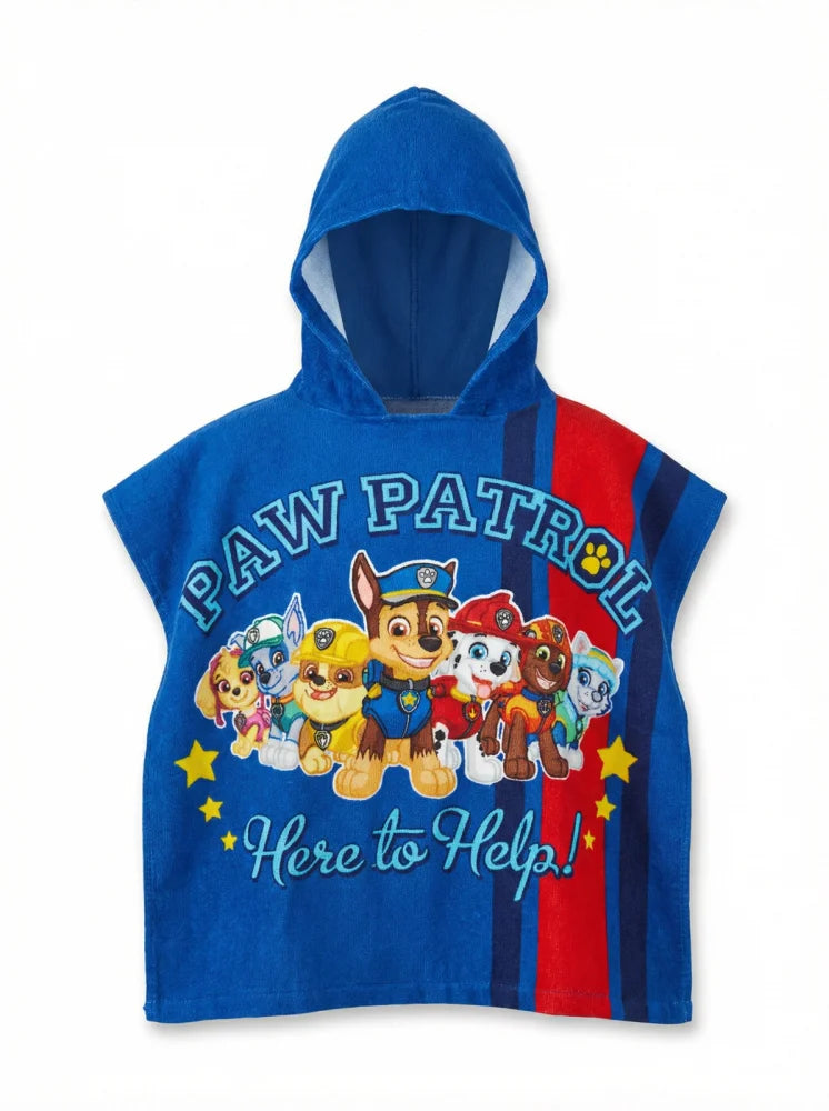 PAW Patrol Kinder Jungen Mikrofaser Poncho Badetuch Badeponcho 55x110 cm - WS-Trend.de