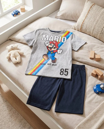 Super Mario Here We Go Jungen Pyjama Shirt und Shorts Gr. 110 - WS-Trend.de
