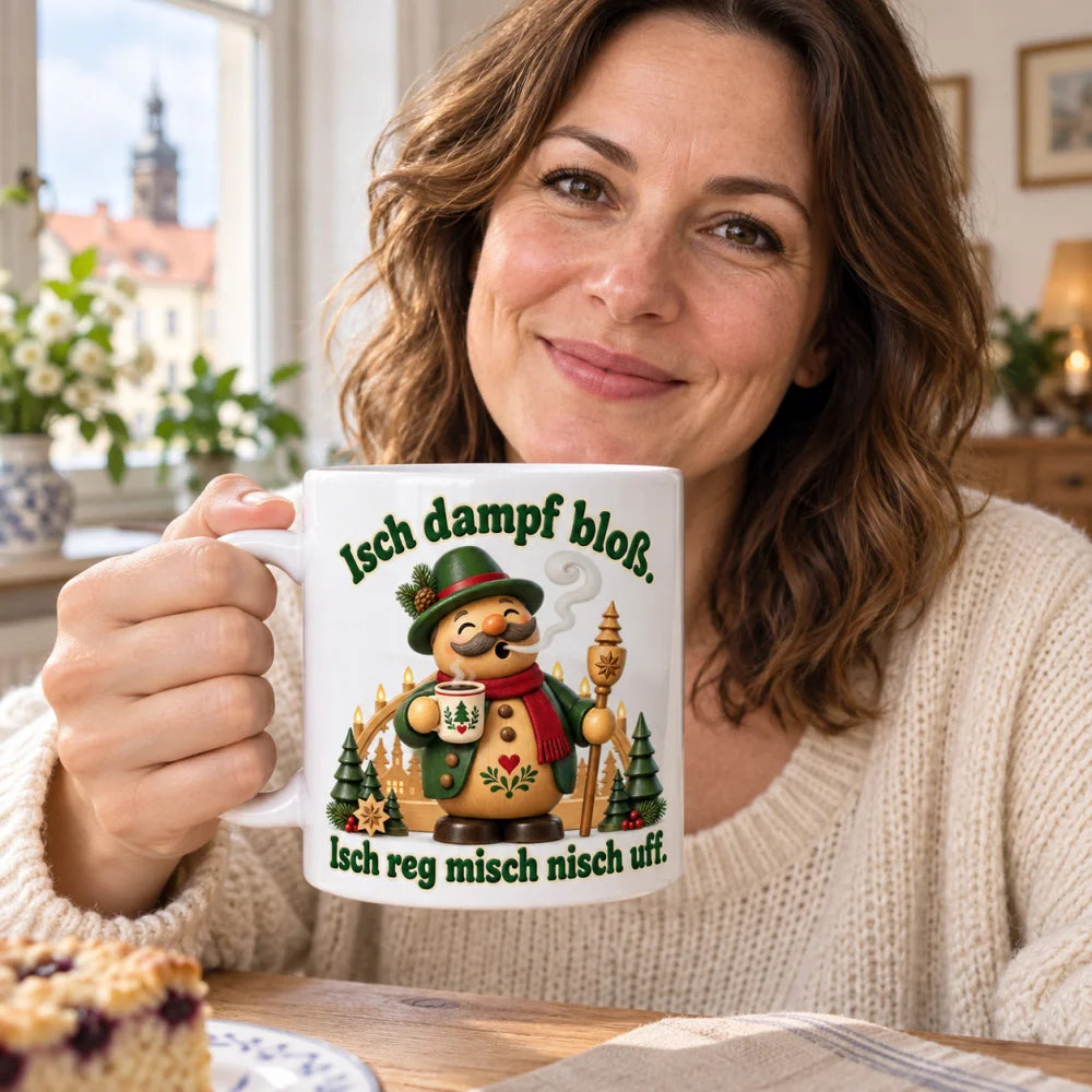 WS-Trend Räuchermann Tasse sächsischer Spruch Keramik 330 ml fürs Büro - WS-Trend.de