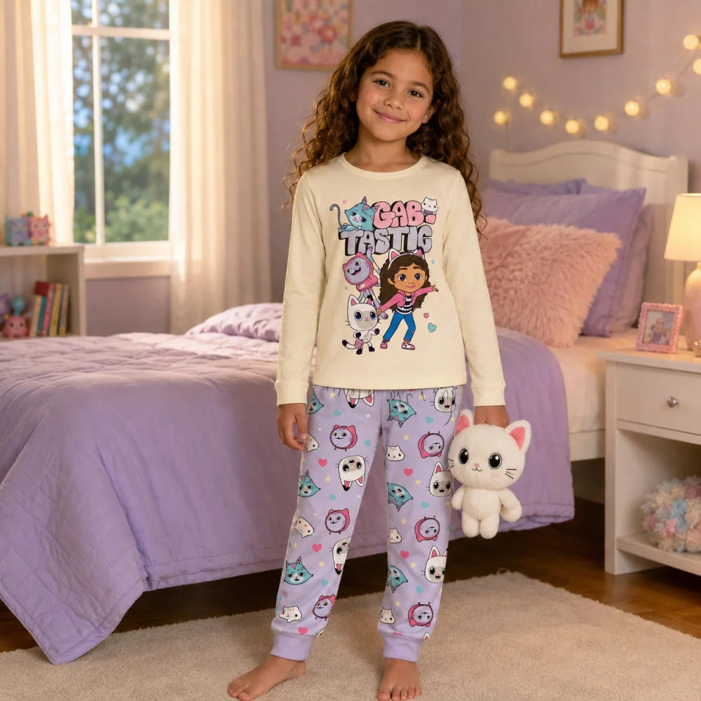 Gabbys Dollhouse Kinder Mädchen langarm Schlafanzug Pyjama 104-128 - 100% Baumwolle - WS-Trend.de