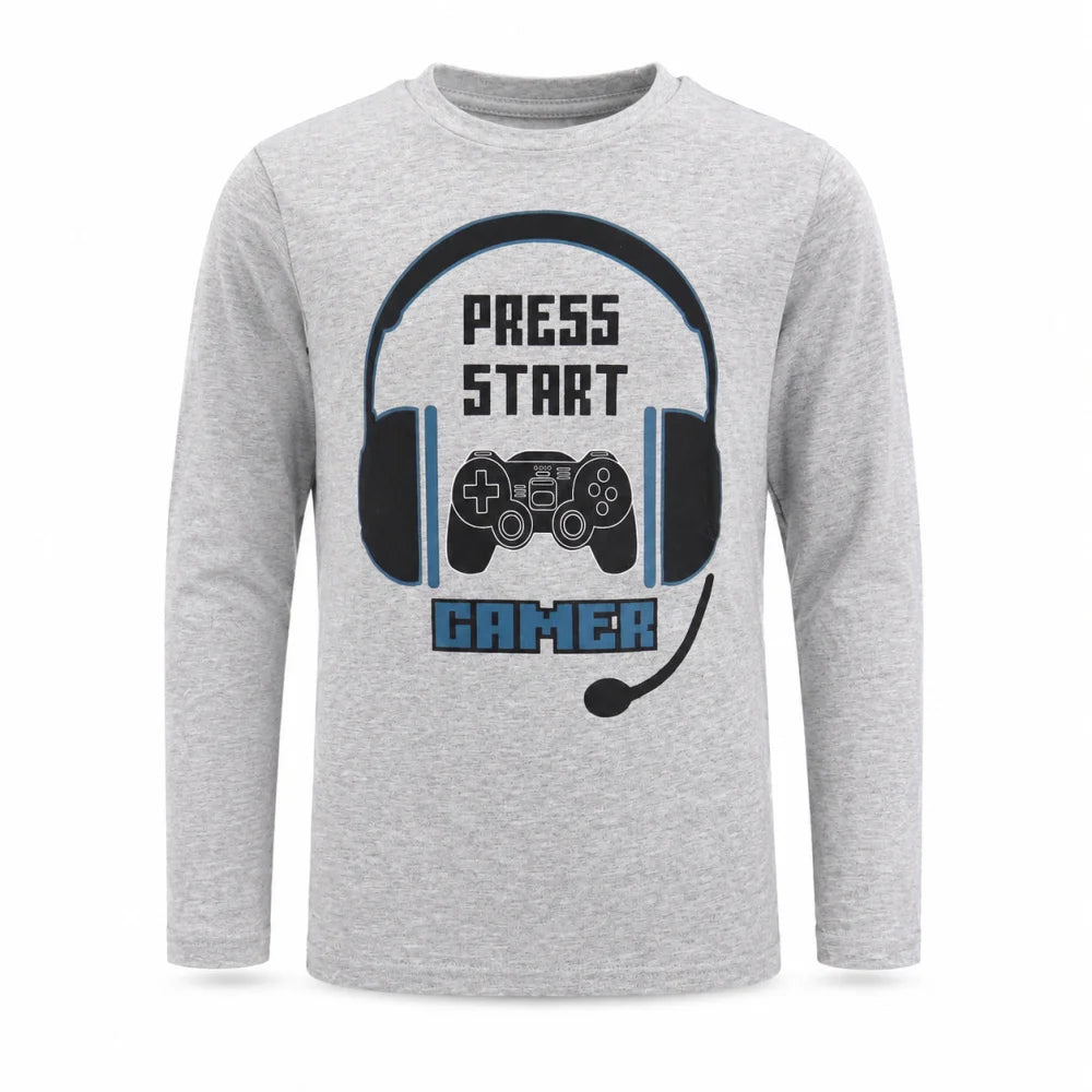 Print-Shirt Fashion UK Gamer Spieler Kinder Jungen langarm Shirt Langarmshirt Gr. 116 -152 - WS-Trend.de