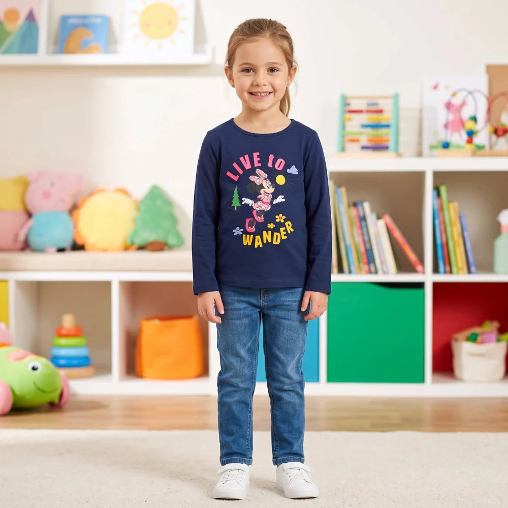 Print-Shirt Disney Minnie Maus Kinder Mädchen Langarmshirt Shirt Gr. 98-128 - WS-Trend.de