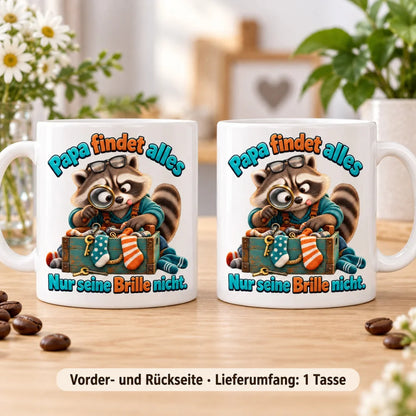 WS-Trend Waschbärpapa Kaffeetasse Keramik 330 ml Geschenk zum Vatertag - WS-Trend.de