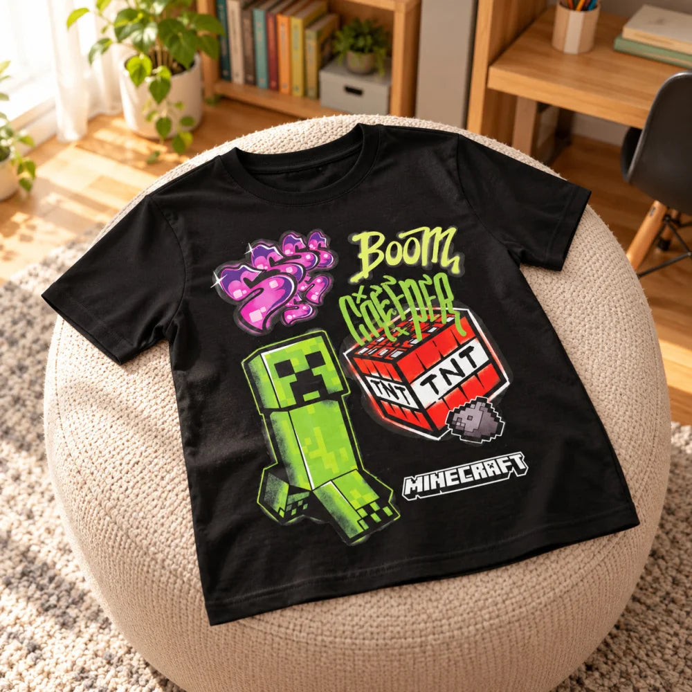 Minecraft Creeper TNT T-Shirt schwarz - WS-Trend.de