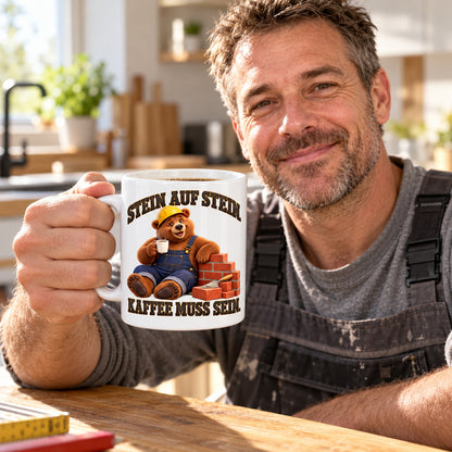 Baustellen Tasse Spruch Keramik 330 ml Geschenk Bauarbeiter beidseitig