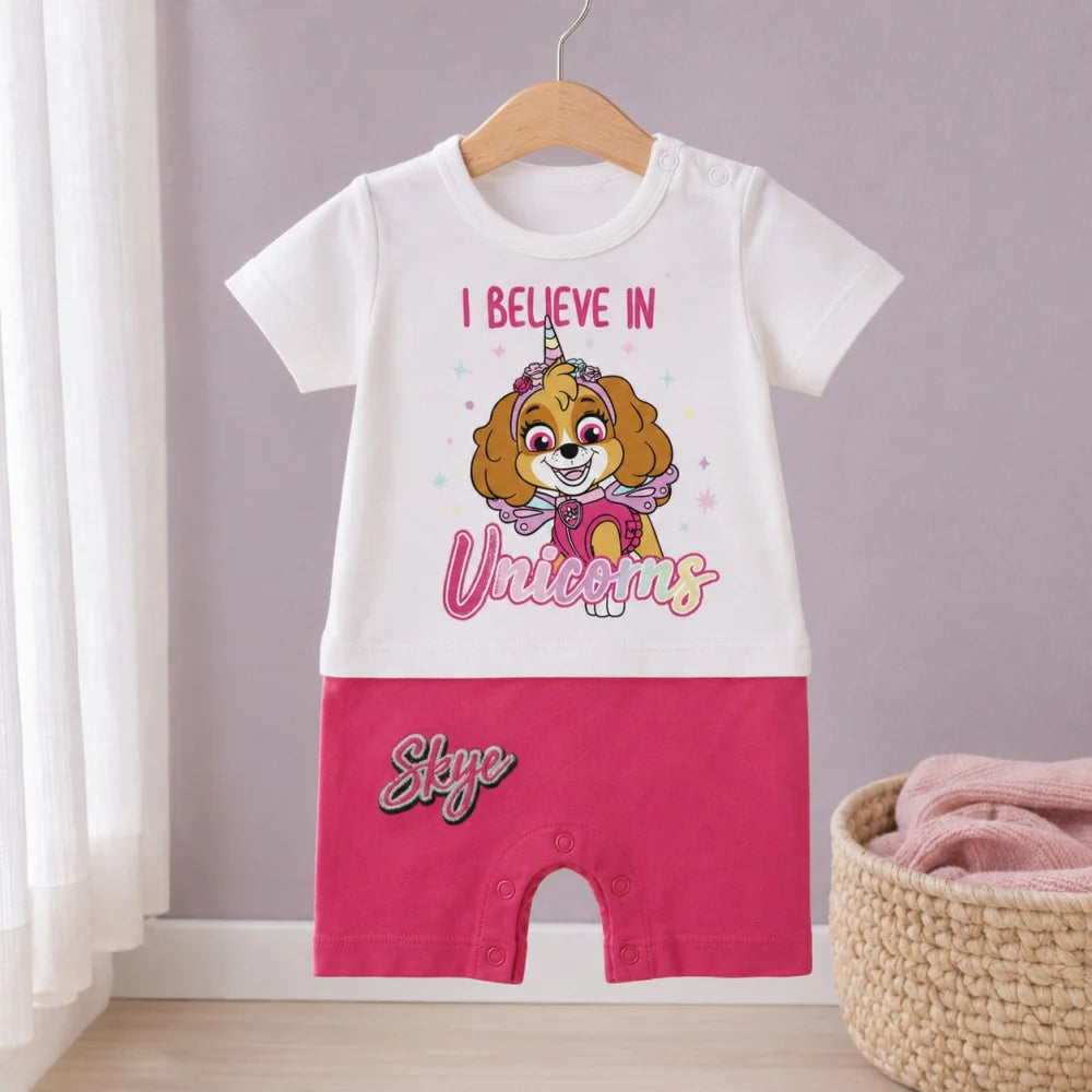 Paw Patrol Mädchen Baby Kurzarm Body Strampler Schlafanzug Gr. 62 bis 86 Skye - WS-Trend.de