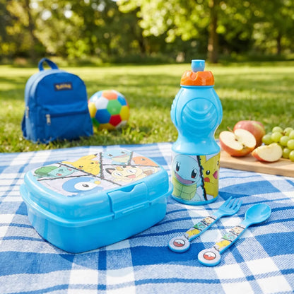 Pokemon Pikachu Kinder 4 teiliges Set Brotdose Trinkflasche Messer und Gabel - WS-Trend.de