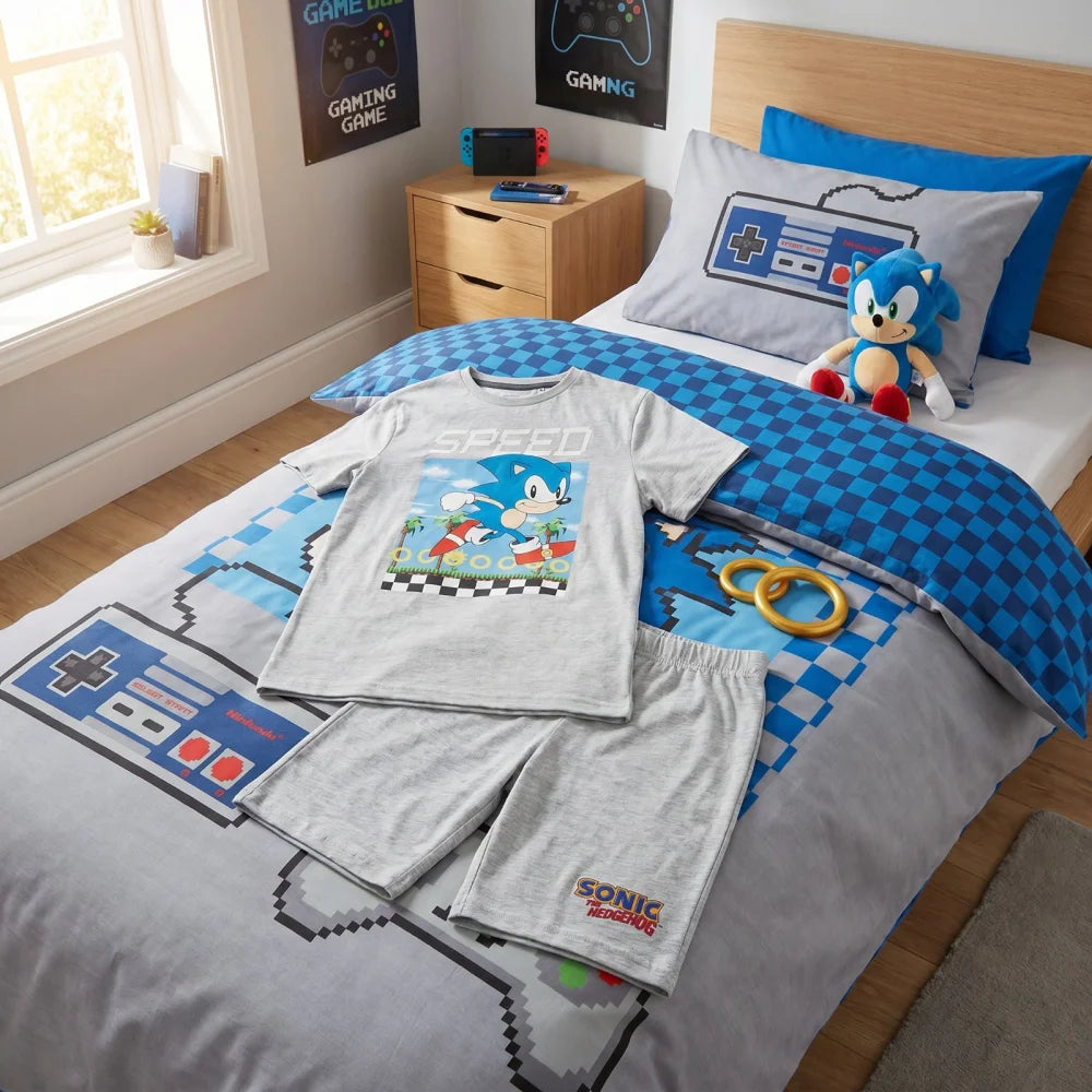 Sega Sonic The Hedgehog Jungen Kinder Pyjama Schlafanzug 104-128 Baumwolle - WS-Trend.de