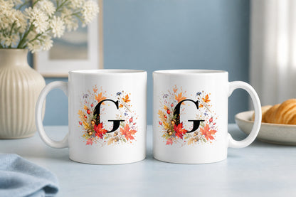 Herbst Tasse A-Z Buchstaben 325 ml Keramik Geschenkidee personalisiert