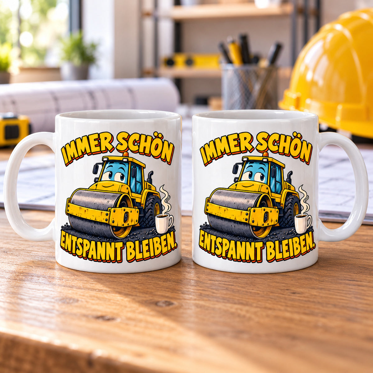 Baustellen Tasse Spruch Keramik 330 ml Geschenk Bauarbeiter beidseitig