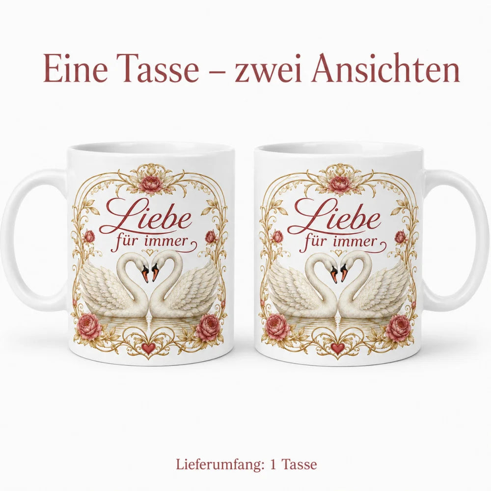 Schwan-Tasse für Lieblingsmenschen - Geschenk zum Jahrestag beidseitig - WS-Trend.de