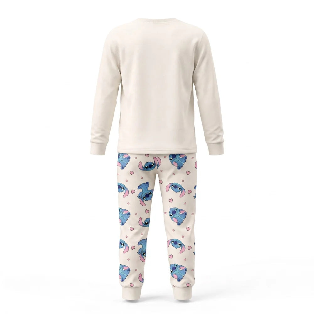 Disney Stitch Kinder Mädchen langarm Schlafanzug Pyjama 104-128 - 100% Baumwolle - WS-Trend.de