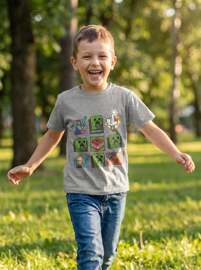 Minecraft Gamer Creeper Kinder T-Shirt Kurzarm Shirt Baumwolle 116 bis 146 - WS-Trend.de