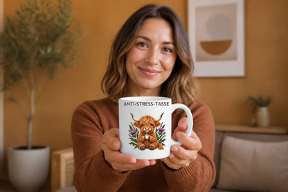 Anti-Stress-Tasse Highland-Rind – Keramikbecher 325 ml - WS-Trend.de