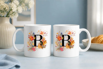 Herbst Tasse A-Z Buchstaben 325 ml Keramik Geschenkidee personalisiert - WS-Trend.de