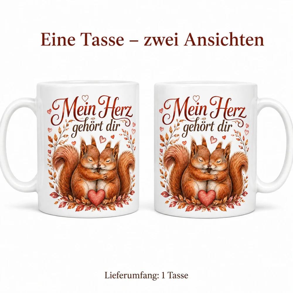 Eichhörnchen-Tasse mit Liebesspruch - Geschenk für Partner weiß 330 ml - WS-Trend.de