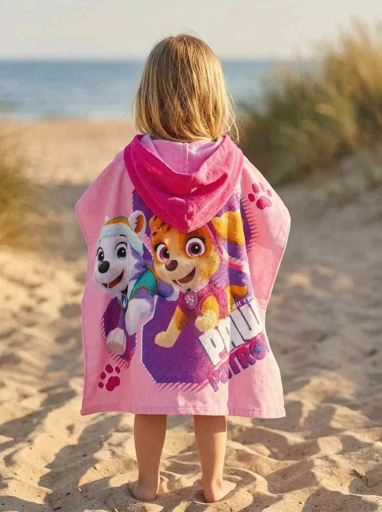 PAW Patrol Kinder Mädchen Mikrofaser Poncho Badetuch Badeponcho 55x110 cm - WS-Trend.de