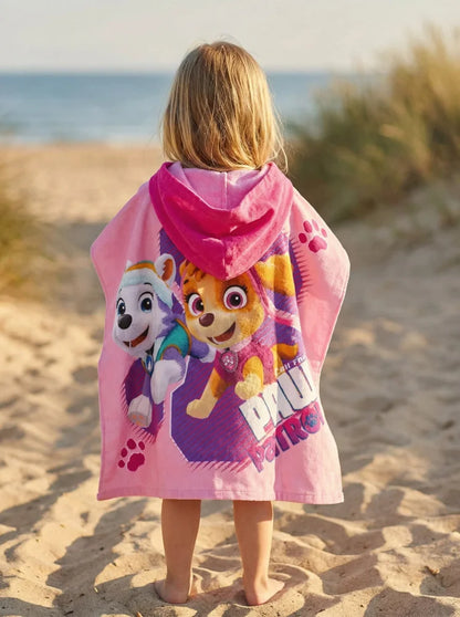 PAW Patrol Kinder Mädchen Mikrofaser Poncho Badetuch Badeponcho 55x110 cm - WS-Trend.de
