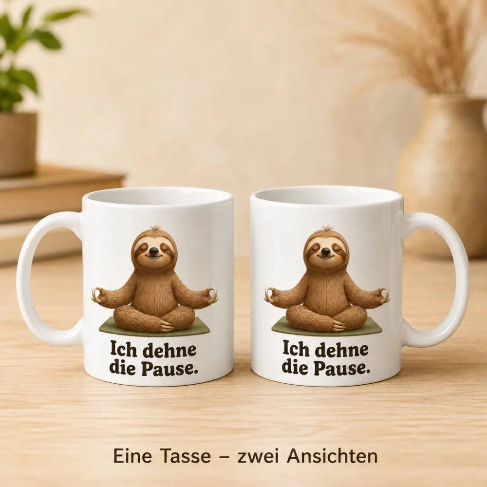 Yoga-Faultier Tasse - Geschenk mit Spruch - 330 ml beidseitig bedruckt - WS-Trend.de