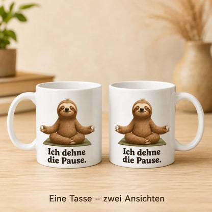 Yoga-Faultier Tasse - Geschenk mit Spruch - 330 ml beidseitig bedruckt - WS-Trend.de