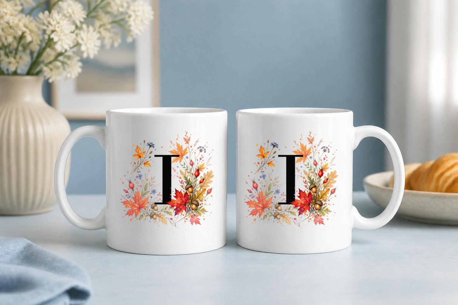 Herbst Tasse A-Z Buchstaben 325 ml Keramik Geschenkidee personalisiert