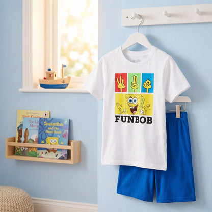 Spongebob Schwammkopf Kinder Schlafanzug Pyjama kurz 104 - 134 baumwolle - WS-Trend.de