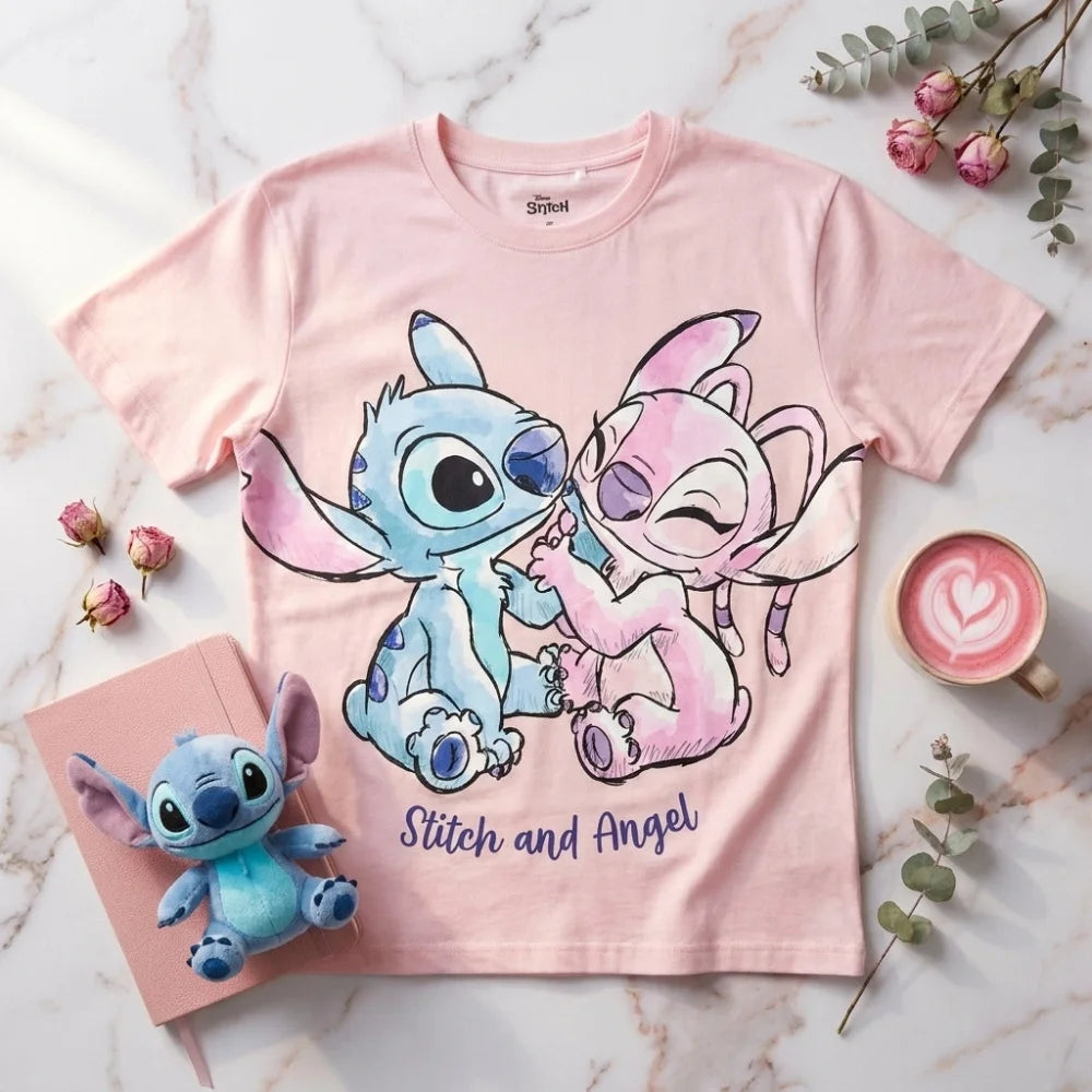 Disney Stitch Angel Damen kurzarm T-Shirt Shirt S-XL 100% Baumwolle - WS-Trend.de