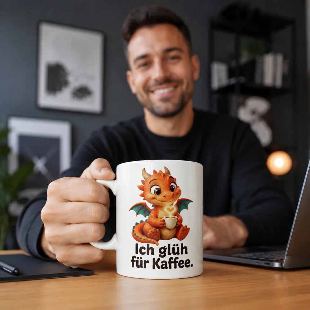 Kaffeedrache Tasse - humorvolles Geschenk - 330 ml beidseitig bedruckt - WS-Trend.de