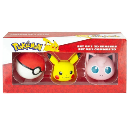 Pokemon Pikachu Pokeball Jigglypuff 3er- Pack 3D Radiergummi Erasers 8x4 cm - WS-Trend.de