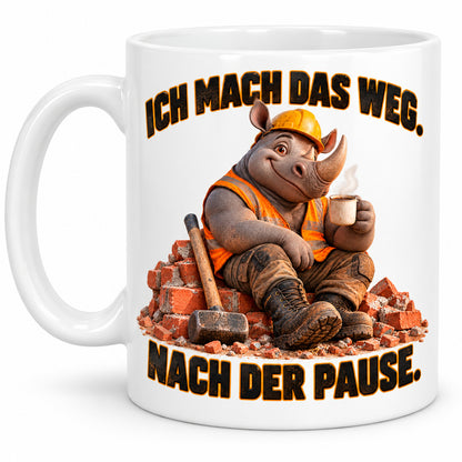 Baustellen Tasse Spruch Keramik 330 ml Geschenk Bauarbeiter beidseitig