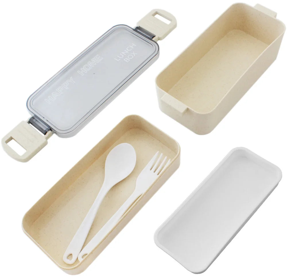 Lunchbox WS-Trend 3-teiliges Kinder-Lunch-Set – Brotdose 750 ml Doppel-Fächer Besteck - WS-Trend.de