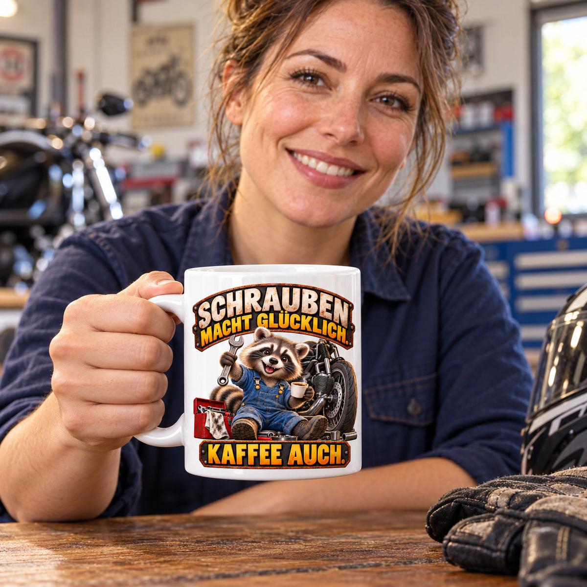 Motorrad Tasse Spruch Keramik 330ml Biker Geschenk beidseitig bedruckt