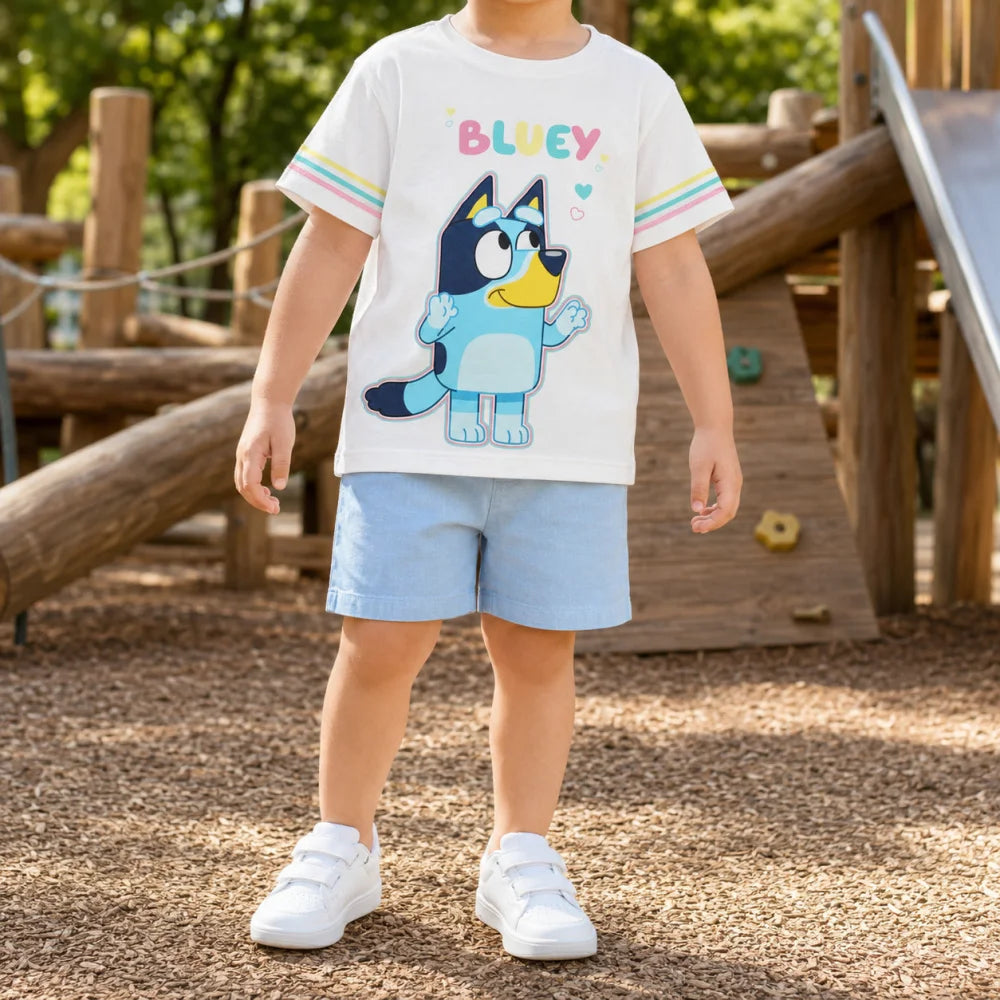 Bluey Bingo 2er Set Kinder Mädchen kurzarm T-Shirt Shirt Gr 92-98 Baumwolle - WS-Trend.de