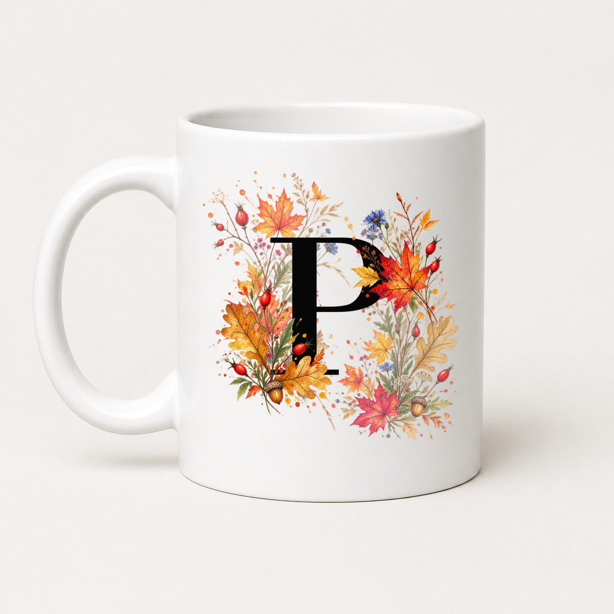 Herbst Tasse A-Z Buchstaben 325 ml Keramik Geschenkidee personalisiert
