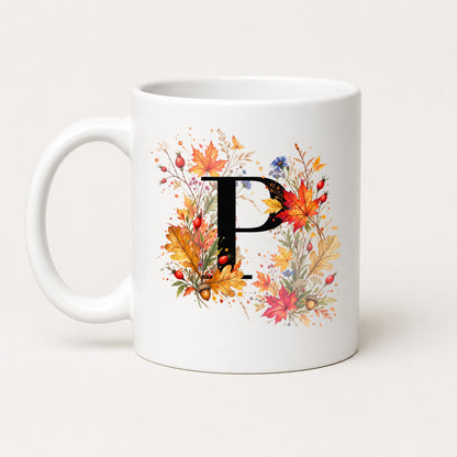 Herbst Tasse A-Z Buchstaben 325 ml Keramik Geschenkidee personalisiert