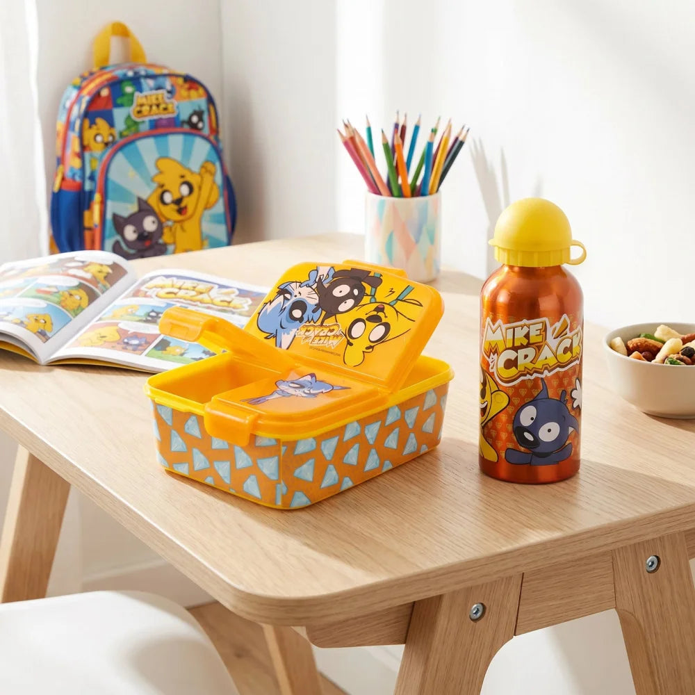 Mikecrack 2 tlg Kinder Set 3 Kammern Brotdose Alu-Trinkflasche 400 ml - WS-Trend.de