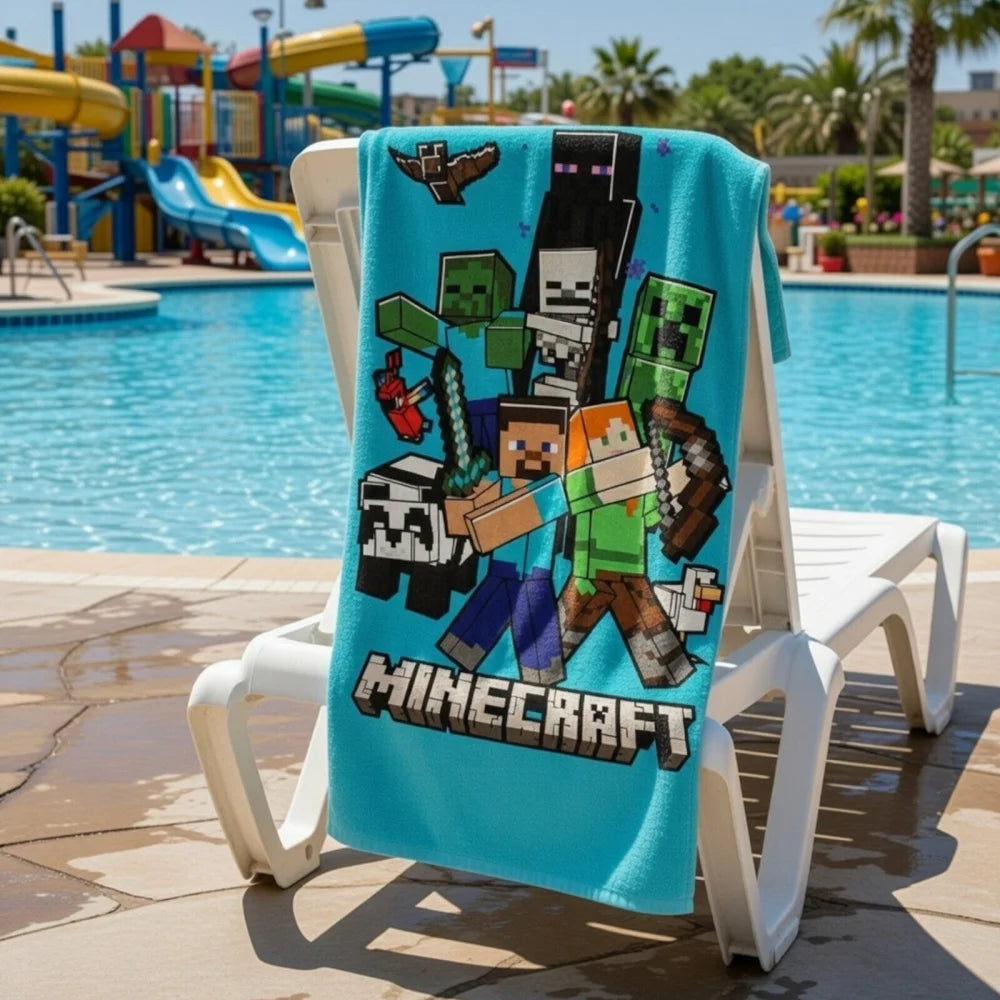 MInecraft Gamer Steve Alex Creeper Mikrofaser Badetuch Strandtuch XL 70x140 cm - WS-Trend.de