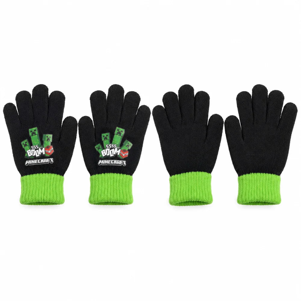 Minecraft Creeper Kinder-Strickhandschuhe Onesize ca. 6–8 Jahre - WS-Trend.de