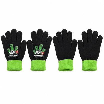 Minecraft Creeper Kinder-Strickhandschuhe Onesize ca. 6–8 Jahre - WS-Trend.de