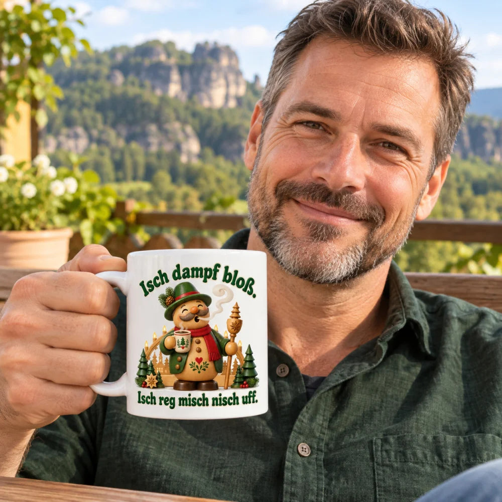 WS-Trend Räuchermann Tasse sächsischer Spruch Keramik 330 ml fürs Büro - WS-Trend.de