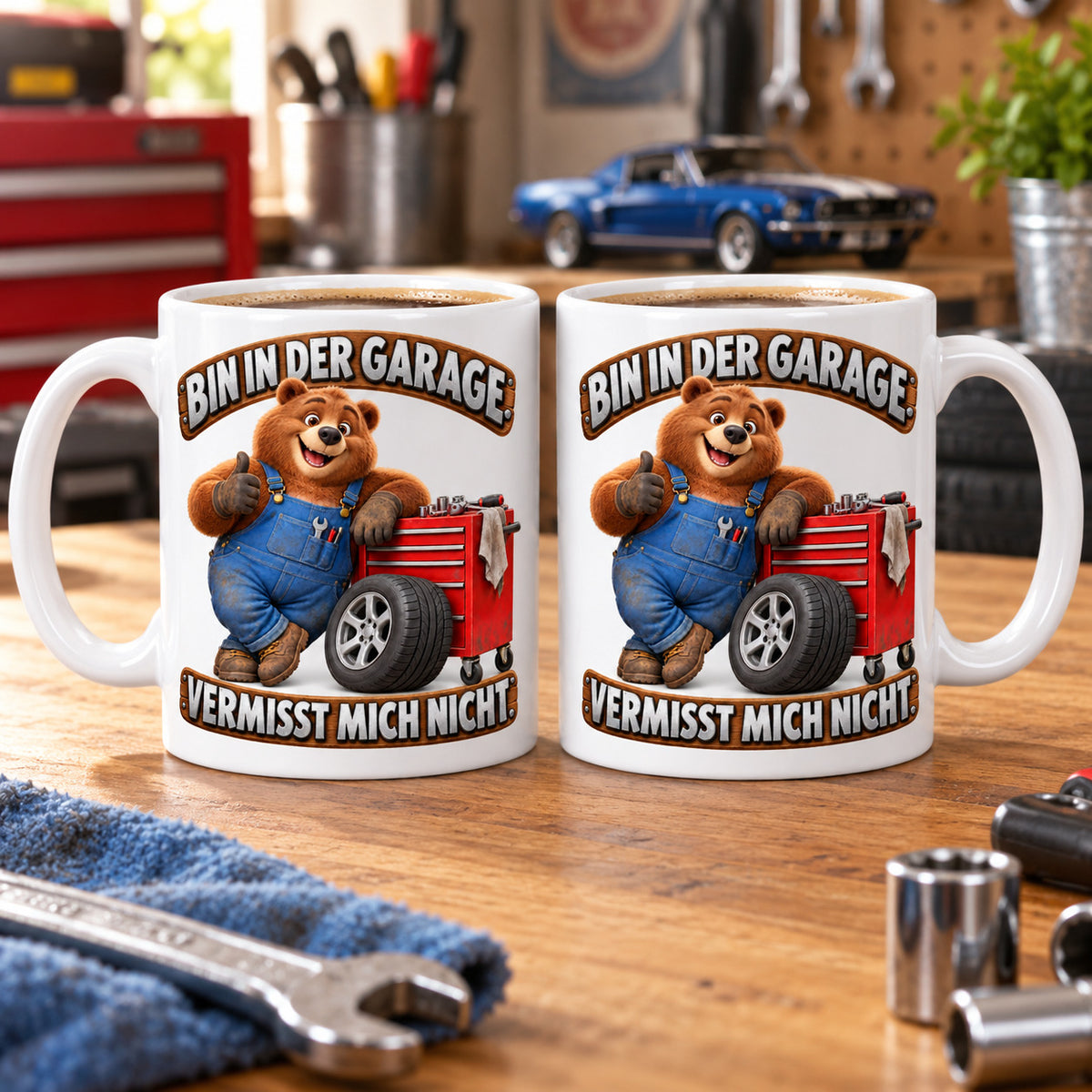 Auto Tasse Spruch Keramik 330 ml Geschenk für Autofan beidseitig Druck