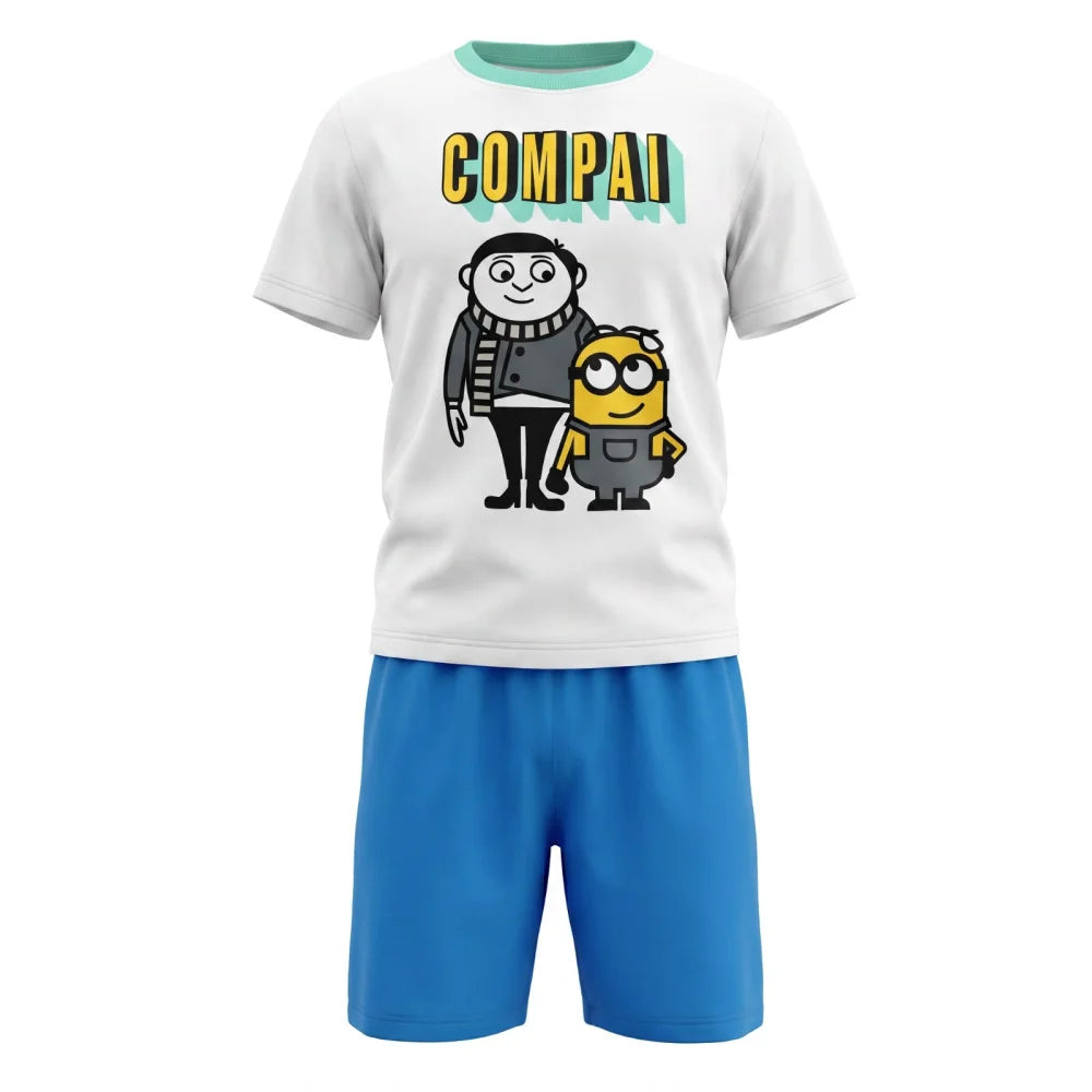 Die Minions Gru Kinder Jungen Pyjama Schlafanzug Baumwolle 104-134 Blau Weiß - WS-Trend.de