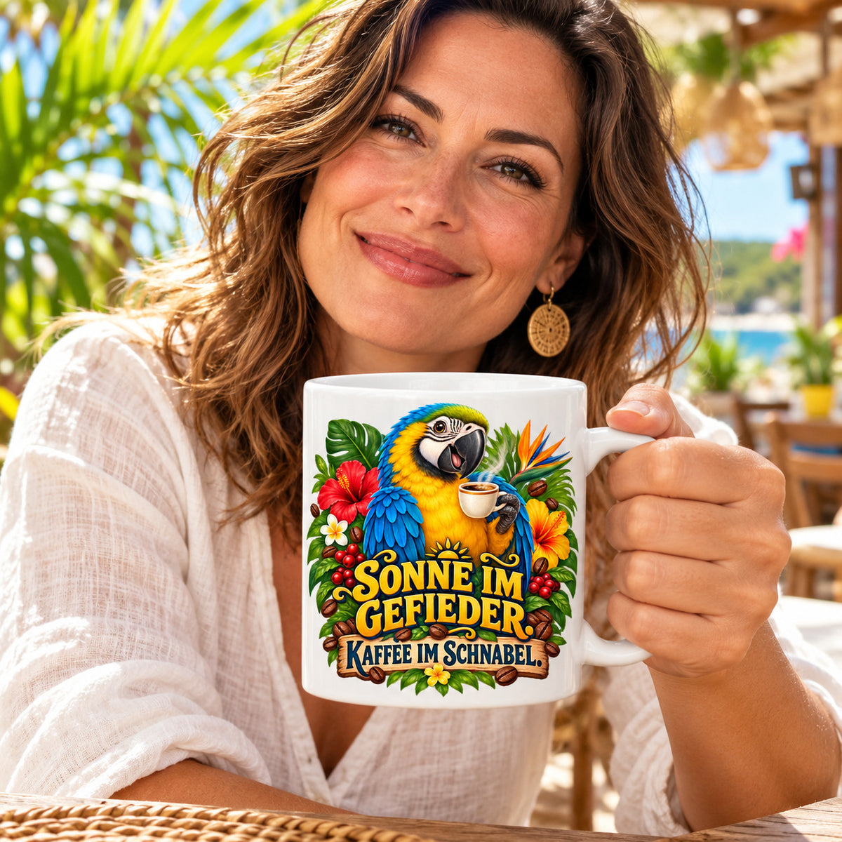Brasilien Tasse Keramik 330 ml Spruch Geschenk Kaffee Urlaub Tiermotiv